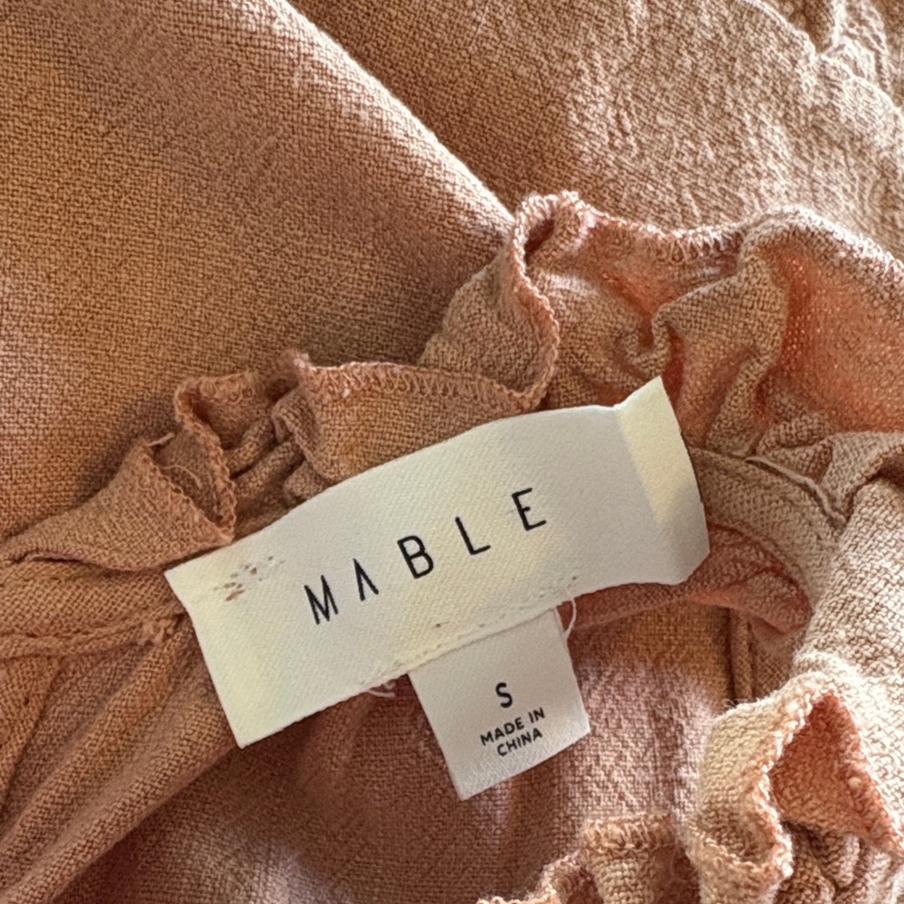 Mable Ruffled Tan Mini Dress. - Picture 2 of 7